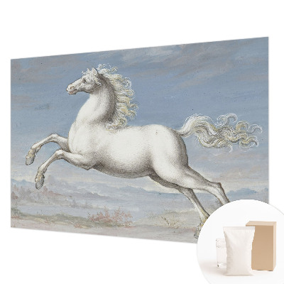 Fotomural decorativo para cabecero de cama con diseño de caballos en pleno salto