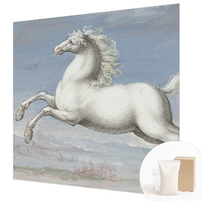 Fotomural decorativo para cabecero de cama con diseño de caballos en pleno salto