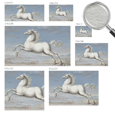 Fotomural decorativo para cabecero de cama con diseño de caballos en pleno salto