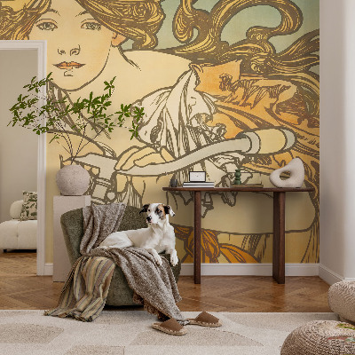 Mural de pared con estampado hermoso con motivo de elegancia primaveral para decorar interiores