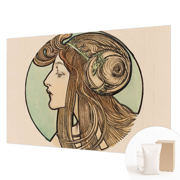 Papel mural texturado decorativo con diseño de retrato Art Nouveau