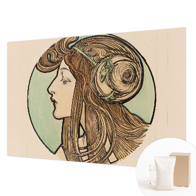 Papel mural texturado decorativo con diseño de retrato Art Nouveau