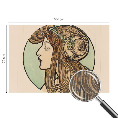 Papel mural texturado decorativo con diseño de retrato Art Nouveau