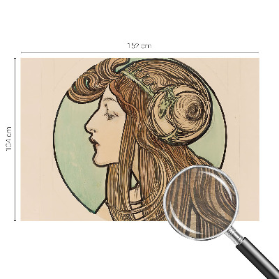 Papel mural texturado decorativo con diseño de retrato Art Nouveau