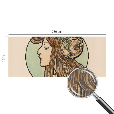 Papel mural texturado decorativo con diseño de retrato Art Nouveau