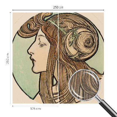 Papel mural texturado decorativo con diseño de retrato Art Nouveau