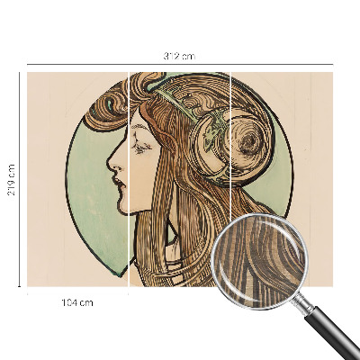 Papel mural texturado decorativo con diseño de retrato Art Nouveau