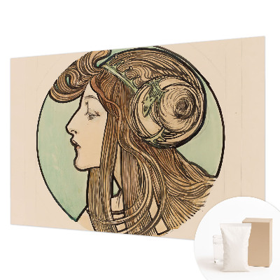 Papel mural texturado decorativo con diseño de retrato Art Nouveau