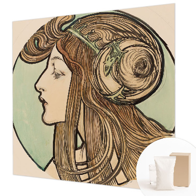 Papel mural texturado decorativo con diseño de retrato Art Nouveau