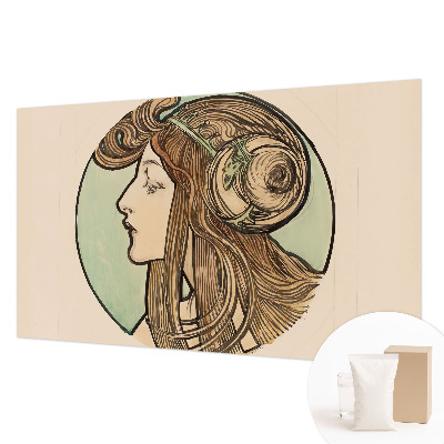 Papel mural texturado decorativo con diseño de retrato Art Nouveau