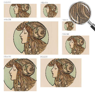 Papel mural texturado decorativo con diseño de retrato Art Nouveau