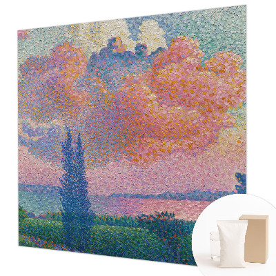Papel mural con patrón decorativo con un paisaje colorido