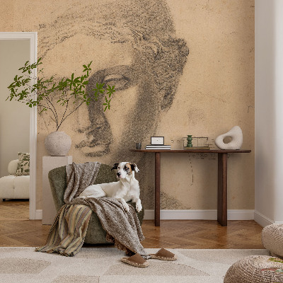 Papel mural con patrón decorativo con motivo de retrato femenino