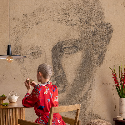 Papel mural con patrón decorativo con motivo de retrato femenino