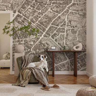 Fotomural decorativo para cabecero de cama con diseño de laberinto urbano para cabecero