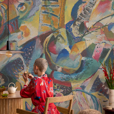 Mural de pared con estampado hermoso con un diseño abstracto colorido