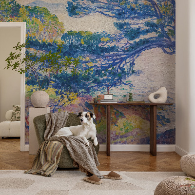 Mural decorativo con un paisaje impresionista