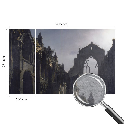 Papel mural texturado decorativo con diseño de ruinas góticas