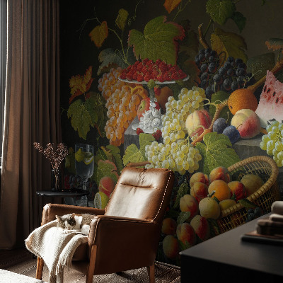 Papel mural con patrón decorativo con motivo de composición de la fruta