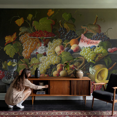 Papel mural con patrón decorativo con motivo de composición de la fruta