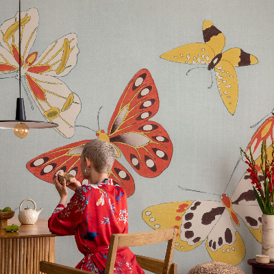 Mural de pared con estampado hermoso con un diseño de mariposas artísticas