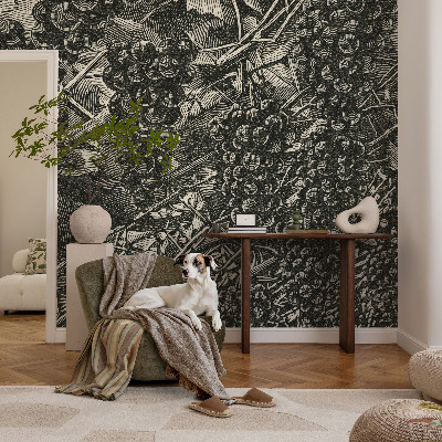 Papel mural texturado decorativo con estampado de uvas