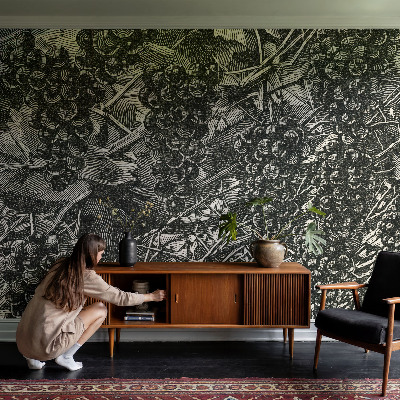 Papel mural texturado decorativo con estampado de uvas