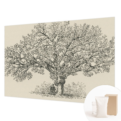 Papel mural con patrón decorativo con una ilustración de un árbol