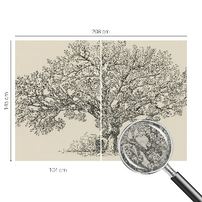 Papel mural con patrón decorativo con una ilustración de un árbol