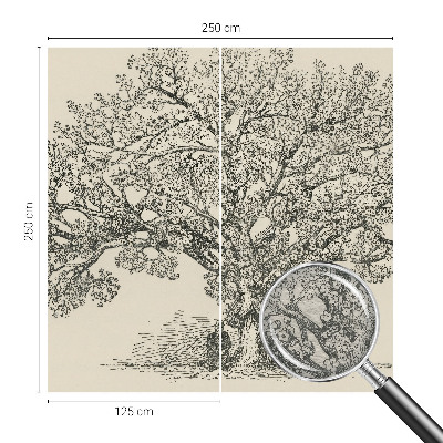 Papel mural con patrón decorativo con una ilustración de un árbol