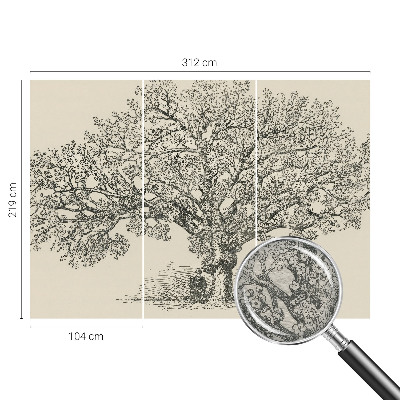 Papel mural con patrón decorativo con una ilustración de un árbol