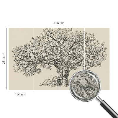 Papel mural con patrón decorativo con una ilustración de un árbol