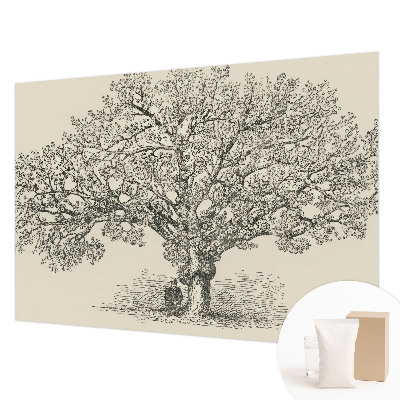Papel mural con patrón decorativo con una ilustración de un árbol
