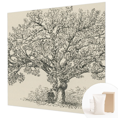 Papel mural con patrón decorativo con una ilustración de un árbol