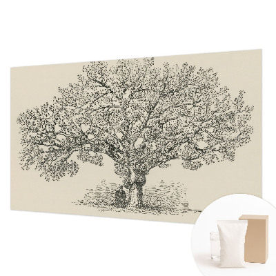 Papel mural con patrón decorativo con una ilustración de un árbol