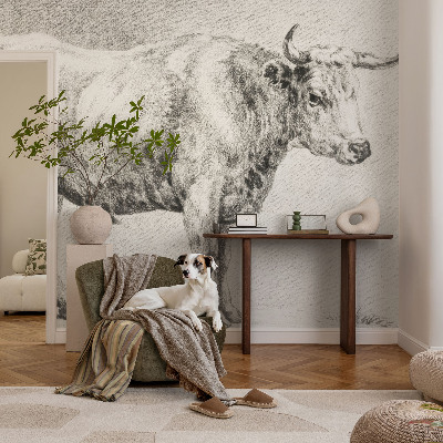 Mural de pared con estampado hermoso con diseño de lápiz de toro