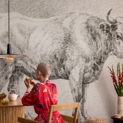 Mural de pared con estampado hermoso con diseño de lápiz de toro