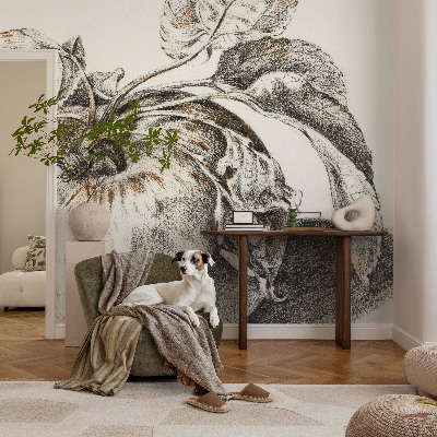 Papel mural texturado decorativo con estampado de hojas de manzano