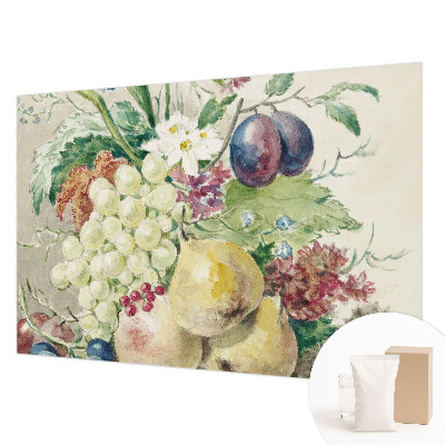 Mural decorativo con diseño de flores y frutas