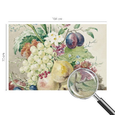 Mural decorativo con diseño de flores y frutas
