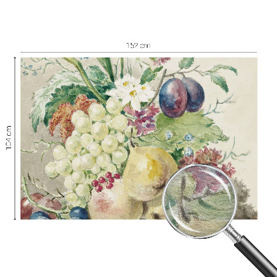 Mural decorativo con diseño de flores y frutas