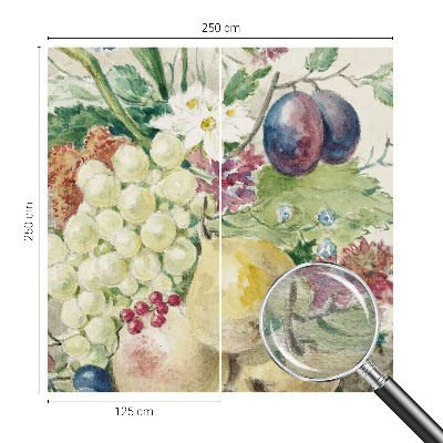 Mural decorativo con diseño de flores y frutas