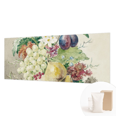 Mural decorativo con diseño de flores y frutas