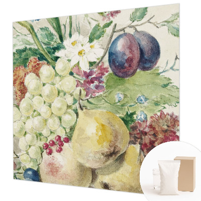 Mural decorativo con diseño de flores y frutas