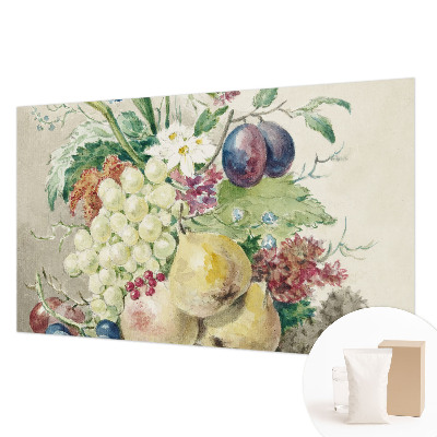 Mural decorativo con diseño de flores y frutas