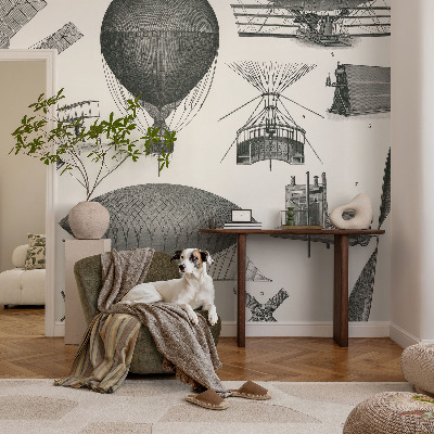 Mural de pared con estampado hermoso con el motivo «Historia de la aviación»