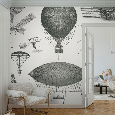 Mural de pared con estampado hermoso con el motivo «Historia de la aviación»