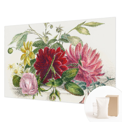 Papel mural texturado decorativo con un diseño de ramo de flores