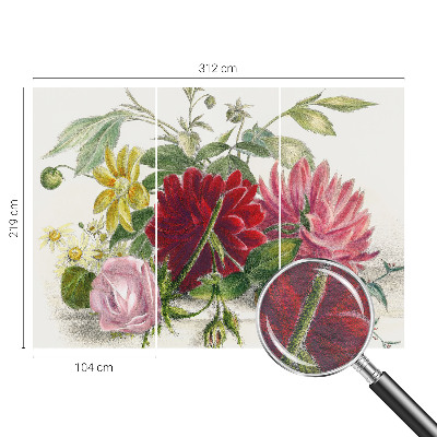 Papel mural texturado decorativo con un diseño de ramo de flores