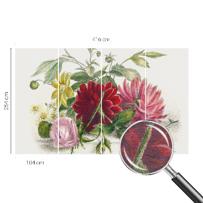 Papel mural texturado decorativo con un diseño de ramo de flores